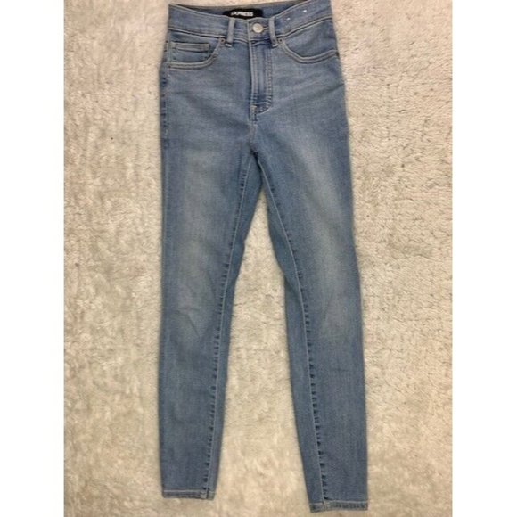 Express Size 00 Womens Jeans Ankle Legging High Rise Stretch Light Wash - Picture 1 of 4
